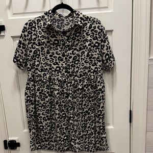 Missguided Black and White Leopard Print High Low Dress